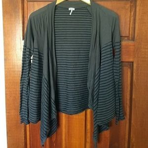 EUC Splendid Striped Pima Cotton Open Cardigan